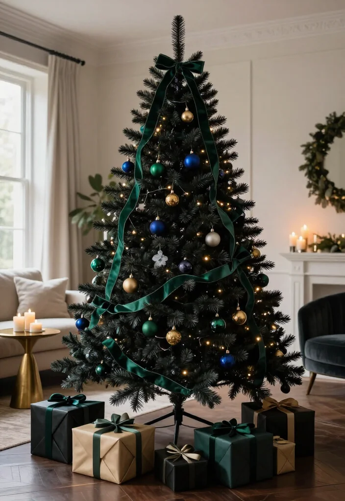 13 Elegant Black Christmas Tree Ideas That'll Make Your Holiday Decor Look Instantly Luxurious - 11. Jewel-Tone Velvet for Rich Holiday Color 1