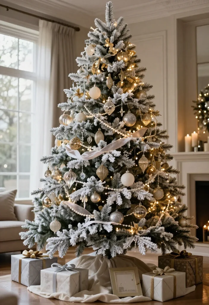 13 Flocked Christmas Tree Decorating Ideas That Look Straight Out of a Holiday Movie (Wait Until You See #7!) - 13. The Collected Family Heirloom Tree 1