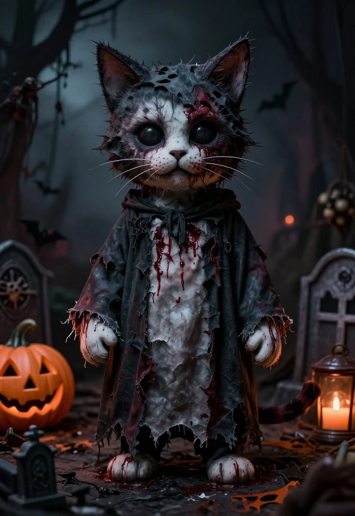 13 Genius Cat Halloween Costume Ideas That Will Make You Say 'Meow Wow!' - 4. Zombie Cat 1