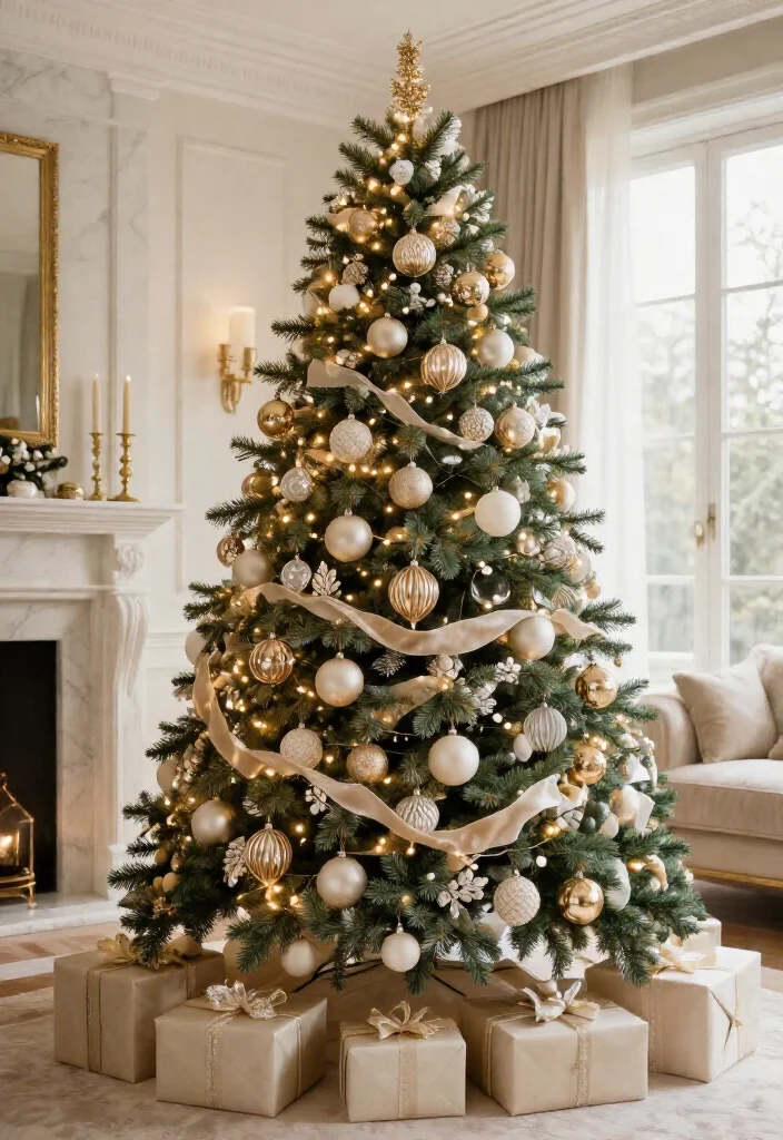 13 Glamorous Christmas Tree Decorating Ideas That Look Straight Out of a Luxury Magazine (#7 Is Pure Holiday Magic!) 2 13 Glamorous Christmas Tree Decorating Ideas That Look Straight Out of a Luxury Magazine (#7 Is Pure Holiday Magic!) - 1. Champagne Gold and Cream for Effortless Glamour 1