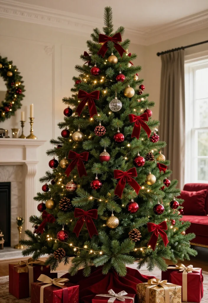 13 Glamorous Christmas Tree Decorating Ideas That Look Straight Out of a Luxury Magazine (#7 Is Pure Holiday Magic!) 56 13 Glamorous Christmas Tree Decorating Ideas That Look Straight Out of a Luxury Magazine (#7 Is Pure Holiday Magic!) - 11. Classic Red Velvet with Antique Gold 1