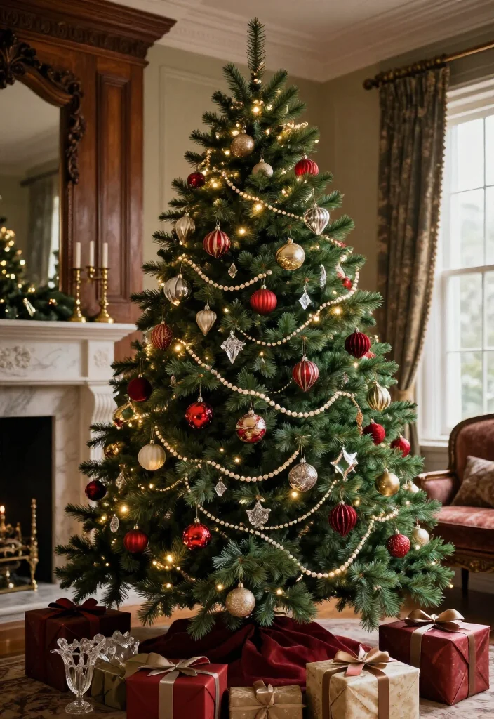 13 Glamorous Christmas Tree Decorating Ideas That Look Straight Out of a Luxury Magazine (#7 Is Pure Holiday Magic!) 67 13 Glamorous Christmas Tree Decorating Ideas That Look Straight Out of a Luxury Magazine (#7 Is Pure Holiday Magic!) - 12. A Collected Heirloom Tree with Elegant Old-World Charm 1