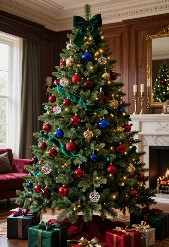 13 Glamorous Christmas Tree Decorating Ideas That Look Straight Out of a Luxury Magazine (#7 Is Pure Holiday Magic!) 13 13 Glamorous Christmas Tree Decorating Ideas That Look Straight Out of a Luxury Magazine (#7 Is Pure Holiday Magic!) - 2. Deep Emerald and Velvet Jewel Tones 1