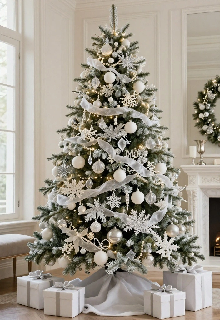 13 Glamorous Christmas Tree Decorating Ideas That Look Straight Out of a Luxury Magazine (#7 Is Pure Holiday Magic!) 14 13 Glamorous Christmas Tree Decorating Ideas That Look Straight Out of a Luxury Magazine (#7 Is Pure Holiday Magic!) - 3. Winter White, Silver, and Crystal Sparkle 1