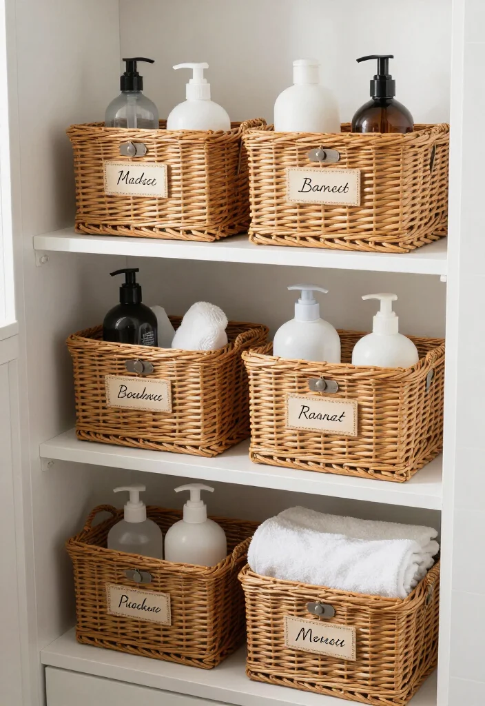 15 Best Small Bathroom Makeover Ideas on a Budget (You Won't Believe #7!) 45 15 Best Small Bathroom Makeover Ideas on a Budget (You Won't Believe #7!) - 12. Stylish Baskets for Organization 1