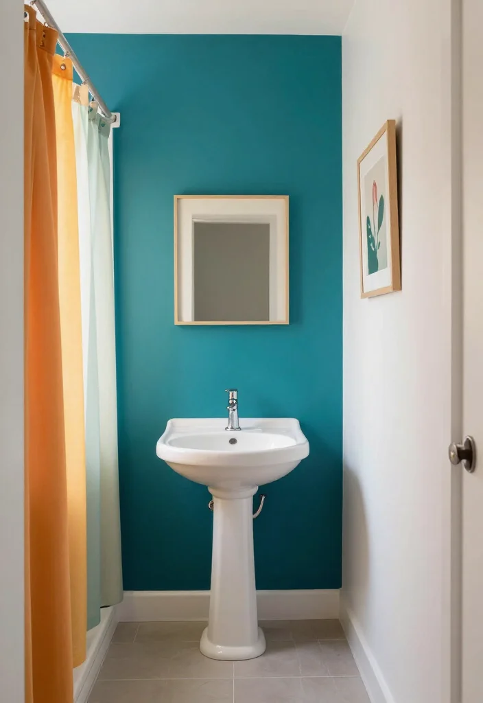 15 Best Small Bathroom Makeover Ideas on a Budget (You Won't Believe #7!) 4 15 Best Small Bathroom Makeover Ideas on a Budget (You Won't Believe #7!) - 3. Colorful Accent Walls with Paint 1