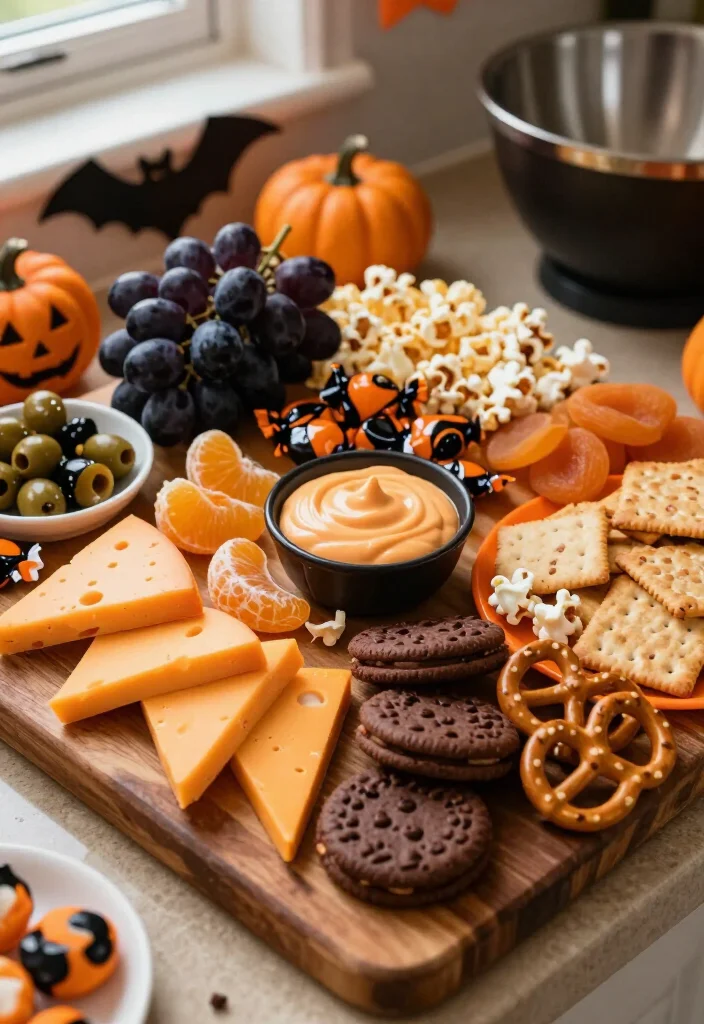 15 Cheap Halloween Party Ideas That Look Shockingly Expensive (Guests Will Never Guess the Budget!) - 1. Build a Black-and-Orange Snack Board 1