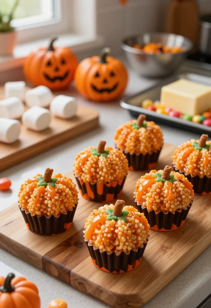 15 Cheap Halloween Party Ideas That Look Shockingly Expensive (Guests Will Never Guess the Budget!) - 13. Shape Rice Krispie Treats Into Little Pumpkins 1