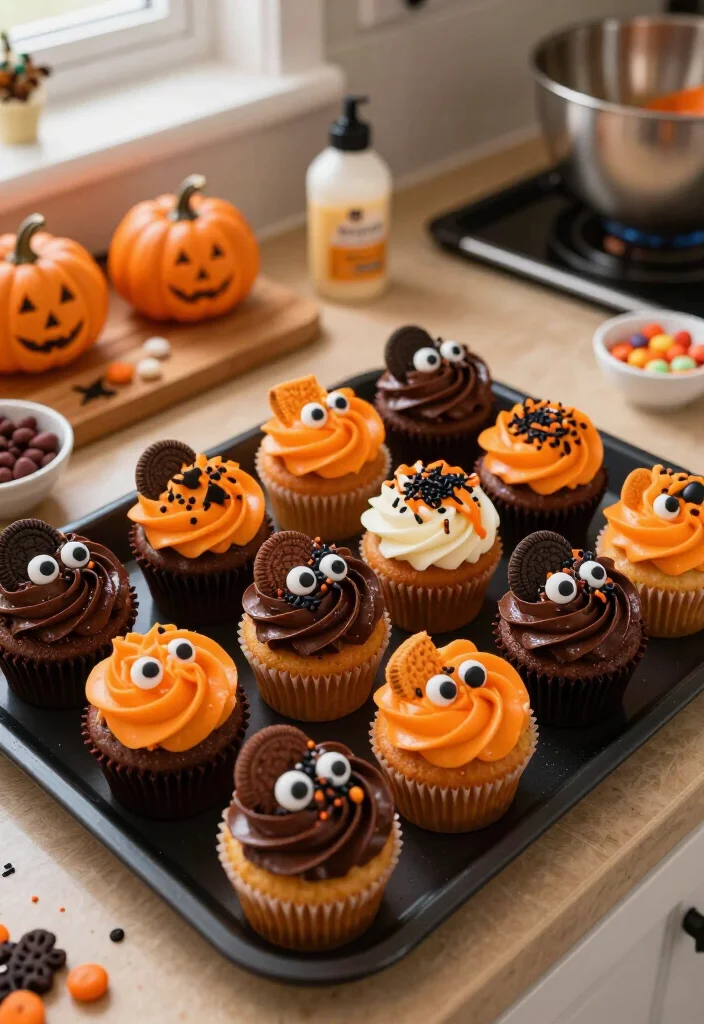 15 Cheap Halloween Party Ideas That Look Shockingly Expensive (Guests Will Never Guess the Budget!) - 3. Give Store-Bought Cupcakes a Dark Bakery Makeover 1