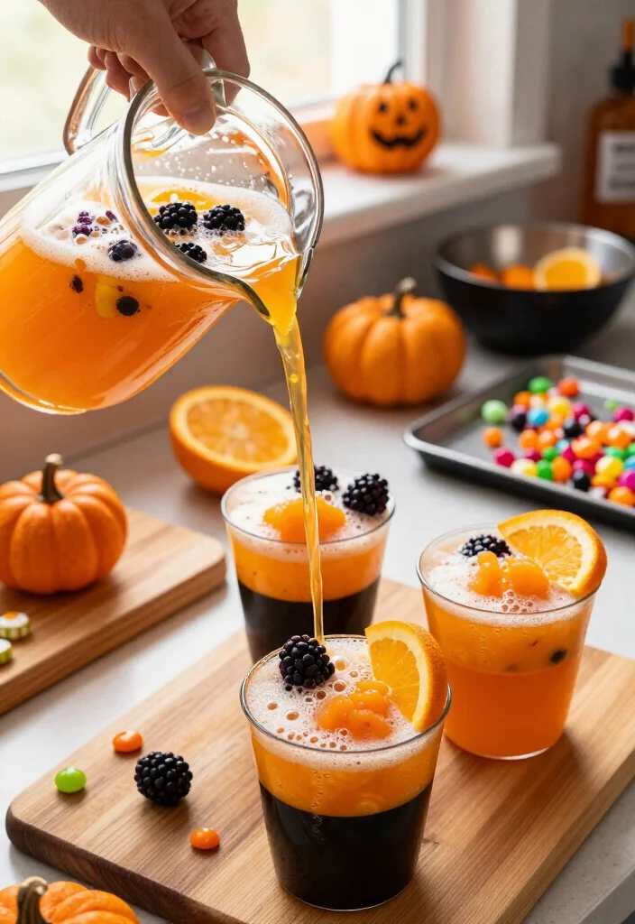 15 Cheap Halloween Party Ideas That Look Shockingly Expensive (Guests Will Never Guess the Budget!) - 8. Pour a Two-Ingredient Orange Potion Punch 1
