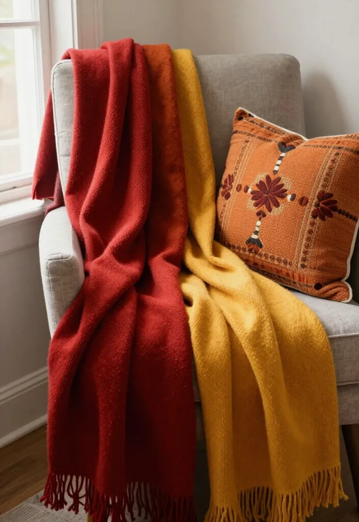 15 Chic Fall Decor Ideas Under $25 That Look Expensive! 54 15 Chic Fall Decor Ideas Under $25 That Look Expensive! - 11. Colorful Autumn Throws 1