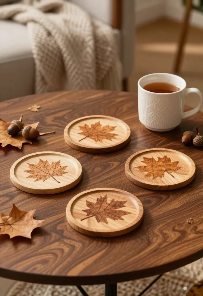 15 Chic Fall Decor Ideas Under $25 That Look Expensive! 68 15 Chic Fall Decor Ideas Under $25 That Look Expensive! - 15. Nature-Inspired Coasters 1