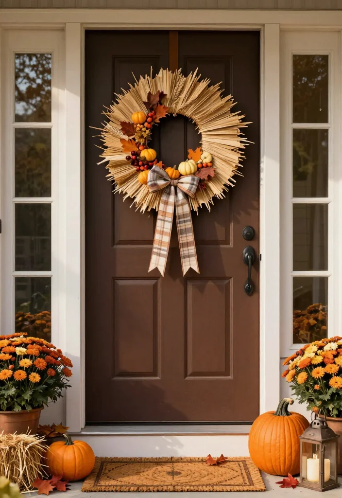 15 Clever Thanksgiving Door Decor Ideas That'll Make Your Entryway the Talk of the Feast! - 1. Make a Corn Husk Fan Wreath 1