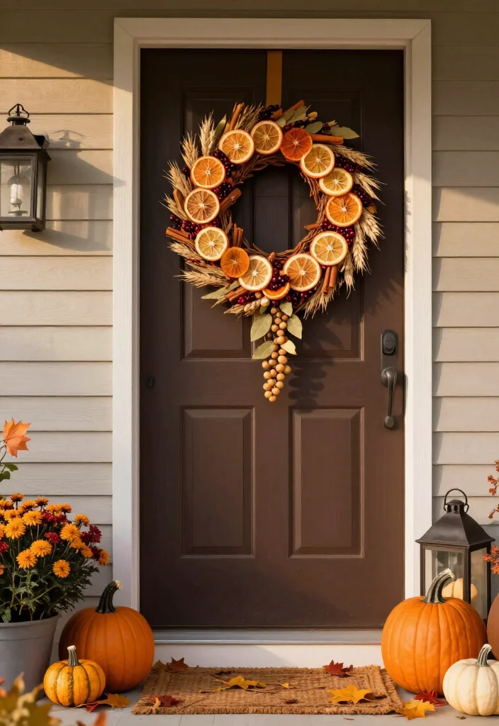 15 Clever Thanksgiving Door Decor Ideas That'll Make Your Entryway the Talk of the Feast! - 7. Add a Dried Apple and Orange Slice Garland 1