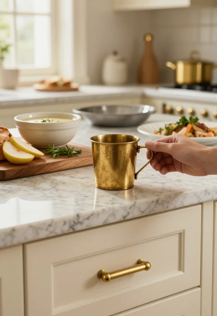 15 Cream Kitchen Ideas That Look So Luxurious, Guests Will Think You Remodeled! 13 15 Cream Kitchen Ideas That Look So Luxurious, Guests Will Think You Remodeled! - 2. Add Aged Brass Hardware For Instant Warmth 1