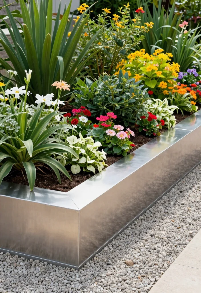 15 Creative Contemporary Garden Edging Ideas That'll Transform Your Outdoor Space! - 1. Sleek Metal Edging 1