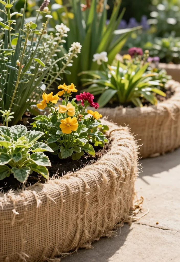 15 Creative Contemporary Garden Edging Ideas That'll Transform Your Outdoor Space! - 14. Natural Fiber Edging 1