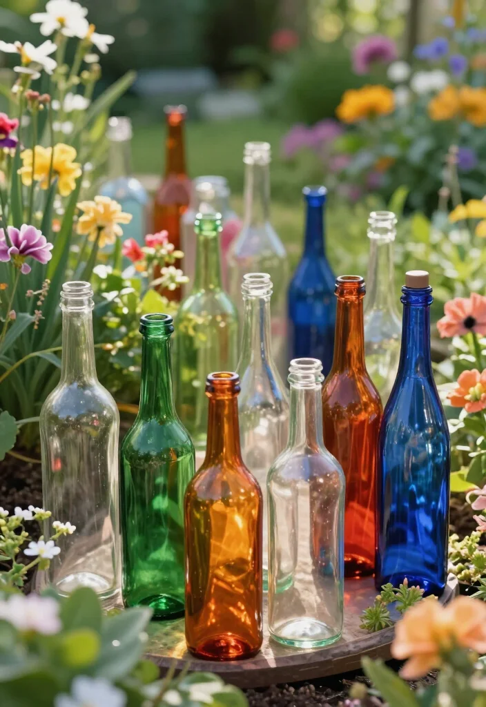 15 Creative Contemporary Garden Edging Ideas That'll Transform Your Outdoor Space! - 6. Glass Bottle Edging 1