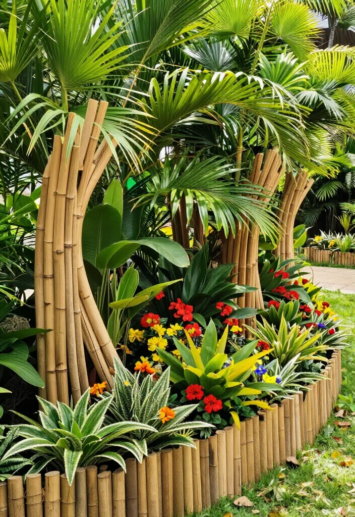 15 Creative Contemporary Garden Edging Ideas That'll Transform Your Outdoor Space! - 9. Bamboo Edging 1