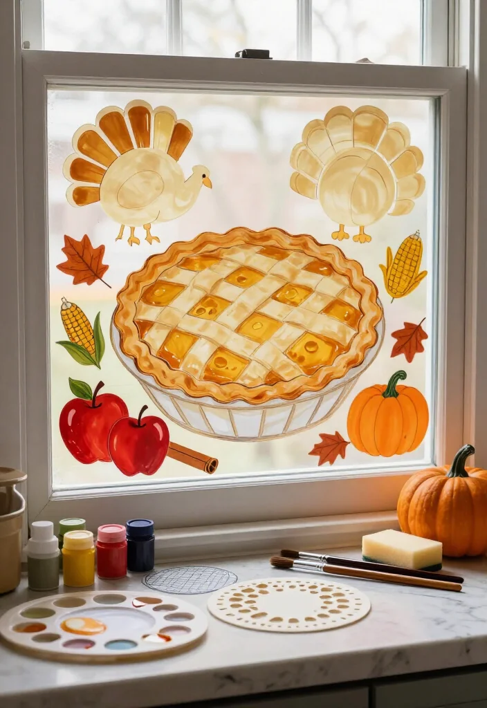 15 Easy Thanksgiving Window Painting Ideas Anyone Can Create (Even If You Can't Draw!) 31 15 Easy Thanksgiving Window Painting Ideas Anyone Can Create (Even If You Can't Draw!) - 8. Apple Pie Lattice Window Panel 1