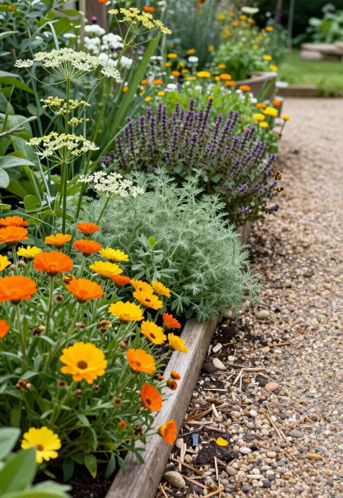 15 Fragrant Pollinator Path Borders That’ll Keep Bees Coming Back All Season Long (Wait Until You See #7!) - 12. Calendula, Fennel, and Dill for a Soft Edible Border 1