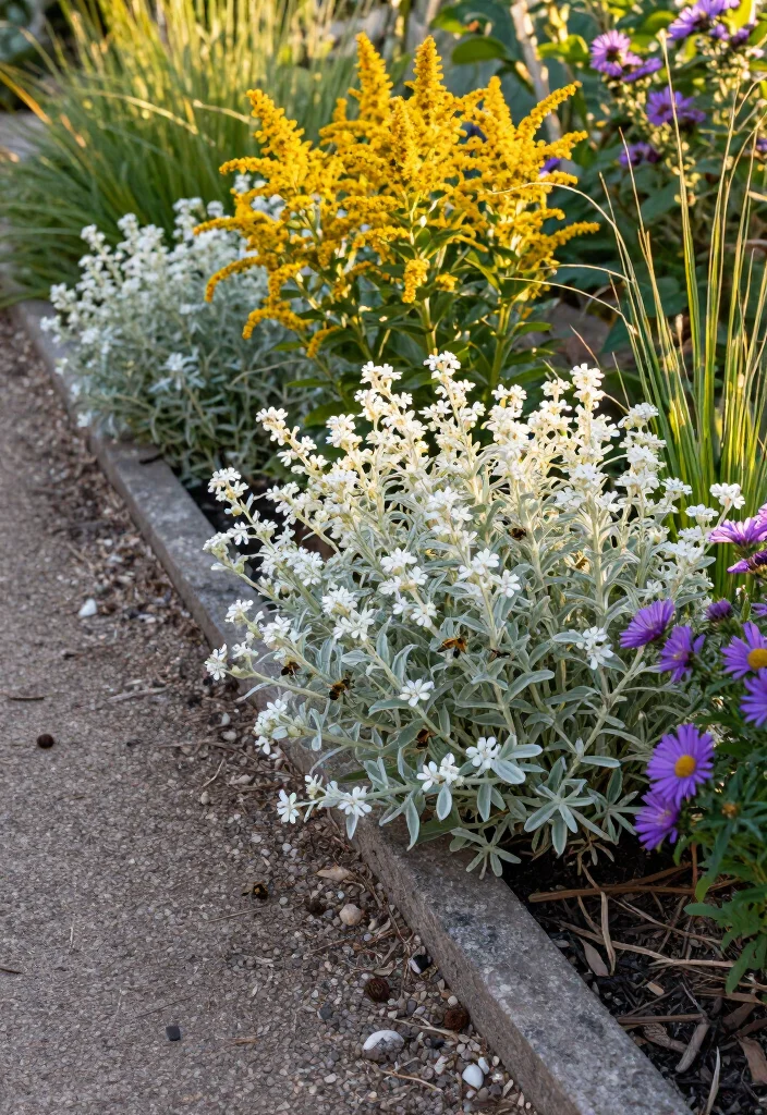 15 Fragrant Pollinator Path Borders That’ll Keep Bees Coming Back All Season Long (Wait Until You See #7!) - 13. Native Mountain Mint and Goldenrod for a Late-Season Bee Feast 1