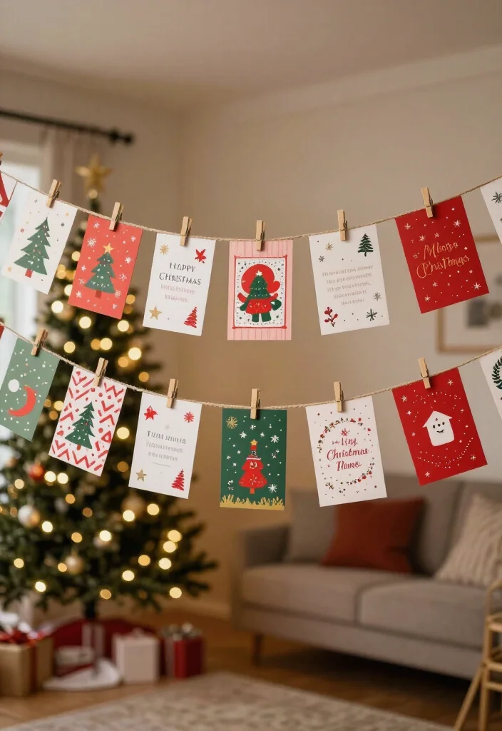 15 Stunning Christmas Decor Ideas Under $25 That Will Transform Your Home! - 12. Fun Christmas Cards Display 1
