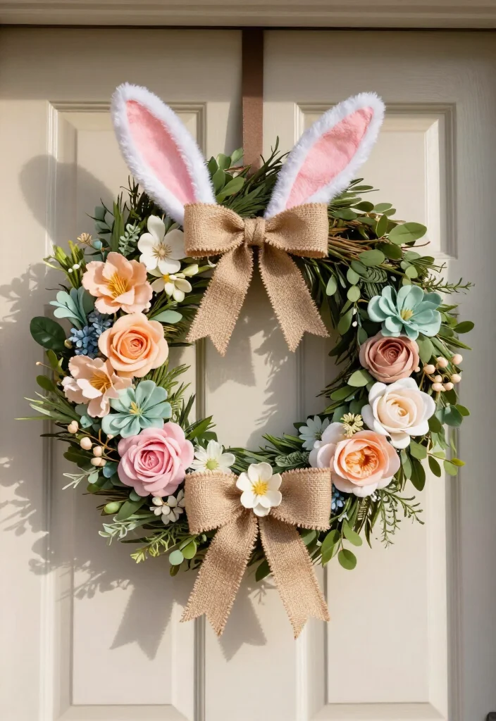 15 Stunning Easter Decor Ideas Under $100 That Will Wow Your Guests! - 2. Bunny-Themed Wreaths 1