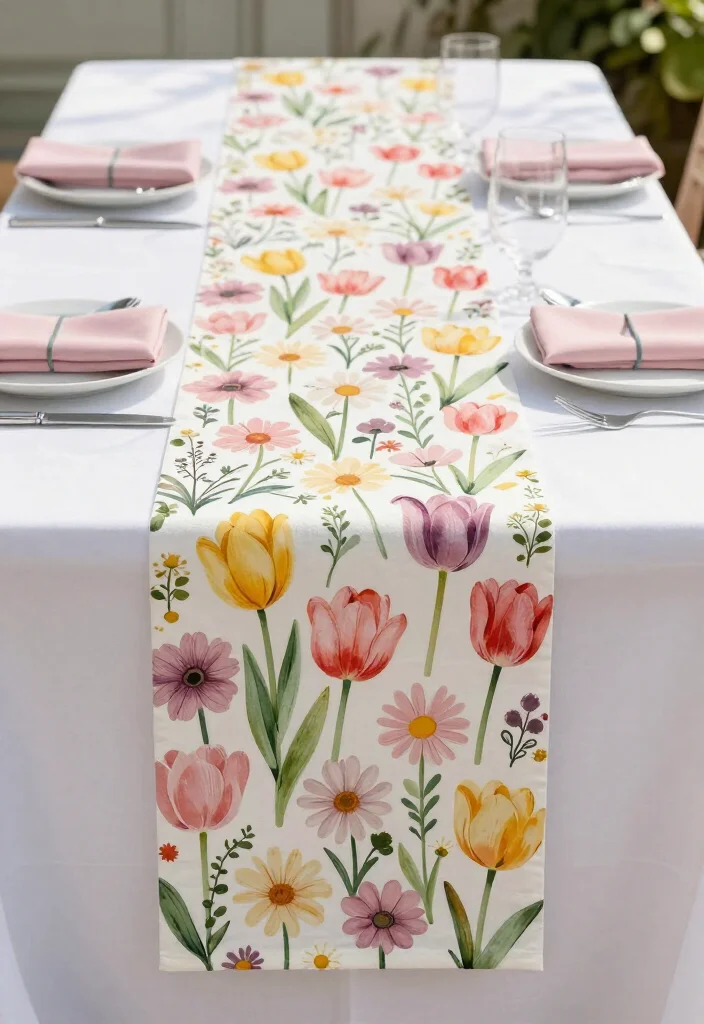 15 Stunning Easter Decor Ideas Under $100 That Will Wow Your Guests! - 3. Floral Easter Table Runner 1