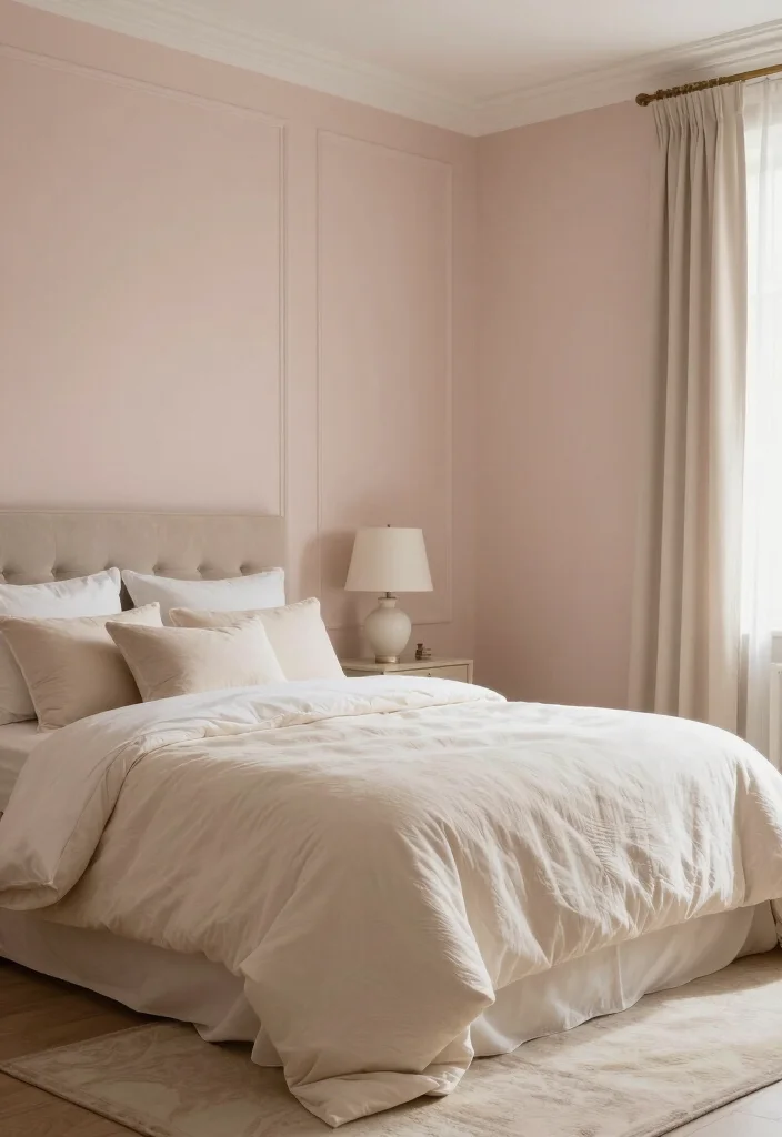 15 Stunning Two-Color Combinations for Bedroom Walls That Will Inspire You! - 12. Subtle Blush and Ivory 1