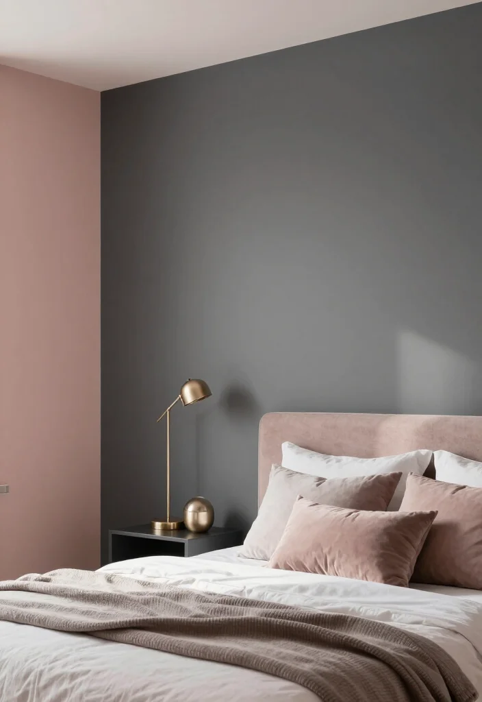 15 Stunning Two-Color Combinations for Bedroom Walls That Will Inspire You! - 2. Elegant Charcoal and Rose 1