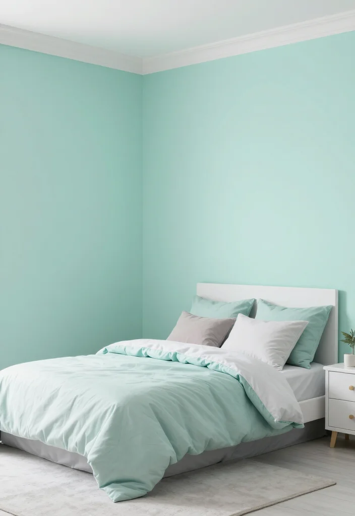 15 Stunning Two-Color Combinations for Bedroom Walls That Will Inspire You! - 3. Fresh Mint and Light Gray 1