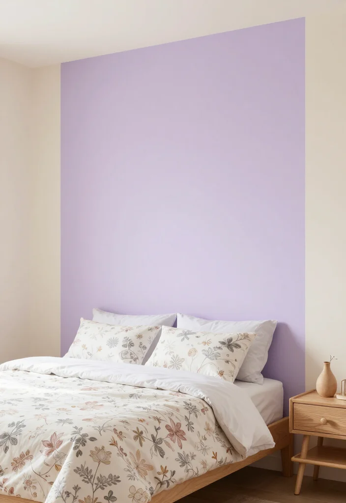 15 Stunning Two-Color Combinations for Bedroom Walls That Will Inspire You! - 5. Light Lavender and Cream 1