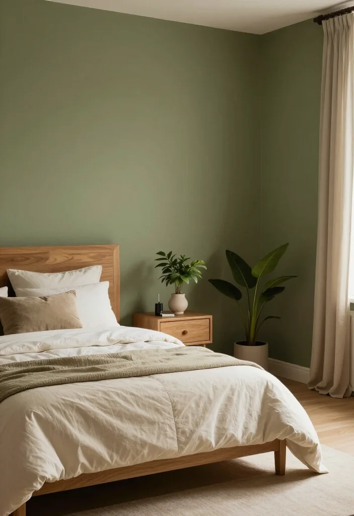 15 Stunning Two-Color Combinations for Bedroom Walls That Will Inspire You! - 6. Earthy Olive and Soft Beige 1