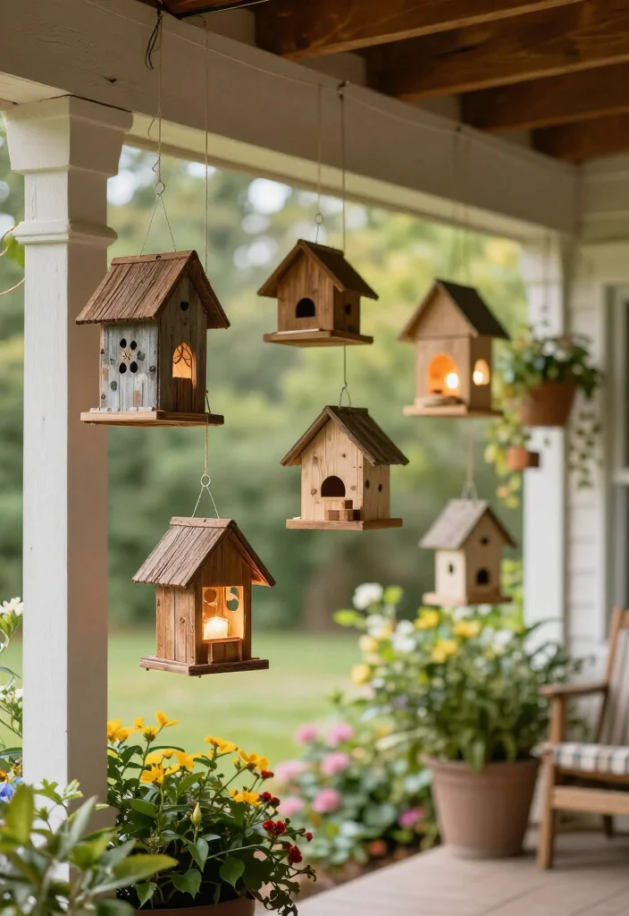 16 Charming Rustic Vintage Porch Decor Ideas to Make Your Home Feel Extra Cozy (Don't Miss #12!) - 13. Homemade Bird Feeders 1