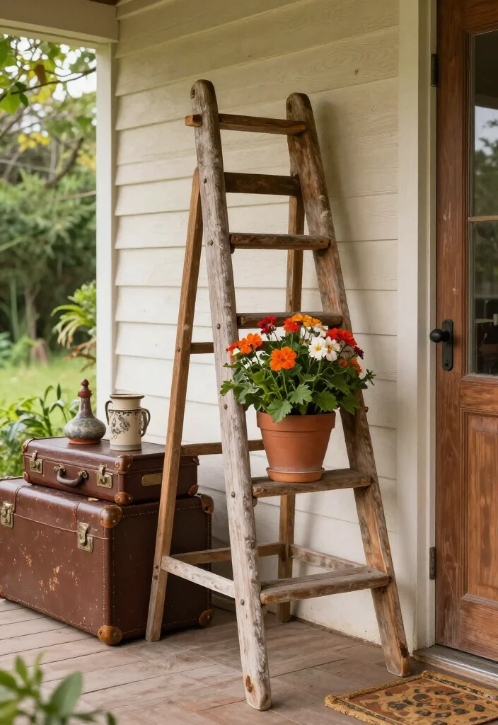 16 Charming Rustic Vintage Porch Decor Ideas to Make Your Home Feel Extra Cozy (Don't Miss #12!) - 16. Repurposed Items 1