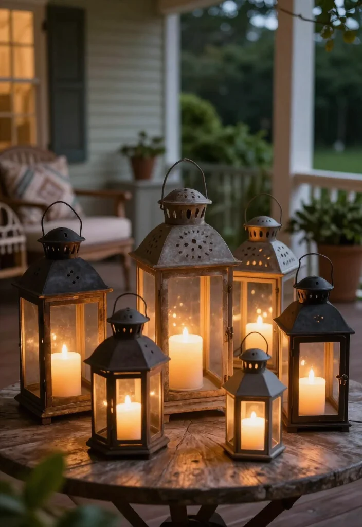 16 Charming Rustic Vintage Porch Decor Ideas to Make Your Home Feel Extra Cozy (Don't Miss #12!) - 2. Rustic Lanterns 1