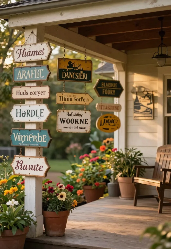 16 Charming Rustic Vintage Porch Decor Ideas to Make Your Home Feel Extra Cozy (Don't Miss #12!) - 8. Vintage Signs 1