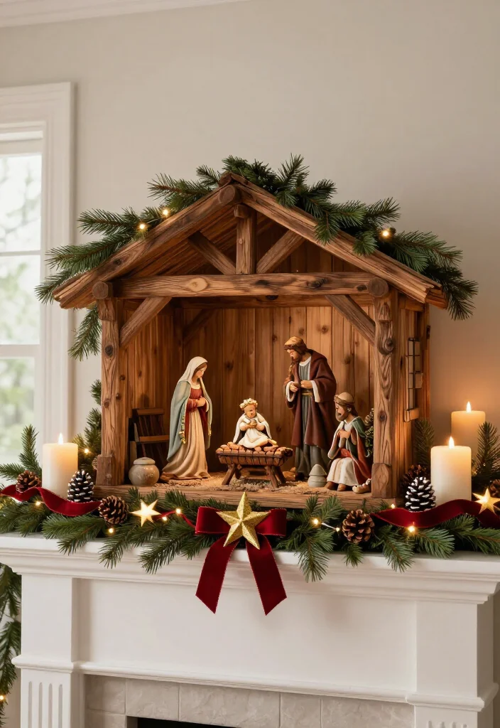 16 Stunning Nativity Set Display Ideas That'll Make Your Christmas Decor the Talk of the Season - 1. Make the Mantel Nativity the Main Event 1