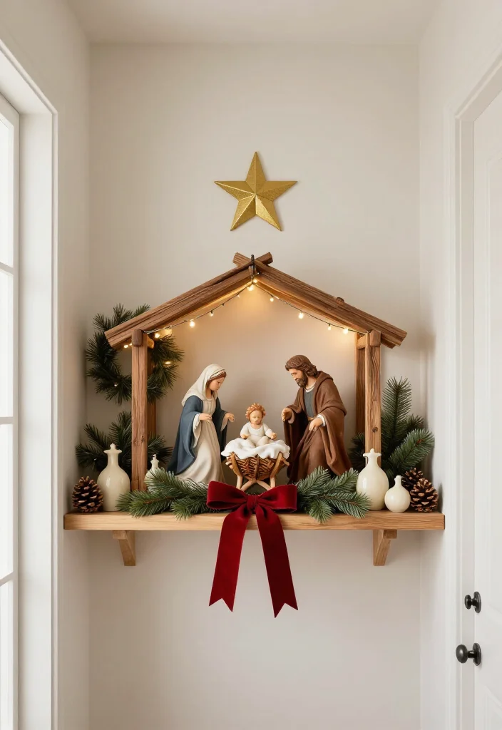 16 Stunning Nativity Set Display Ideas That'll Make Your Christmas Decor the Talk of the Season - 14. Use a Vertical Wall Niche for a Small-Space Statement 1
