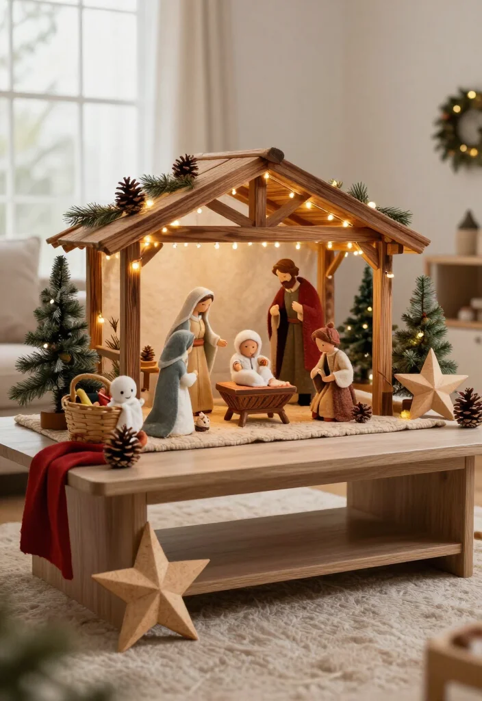 16 Stunning Nativity Set Display Ideas That'll Make Your Christmas Decor the Talk of the Season - 15. Make a Kid-Friendly Nativity Corner 1