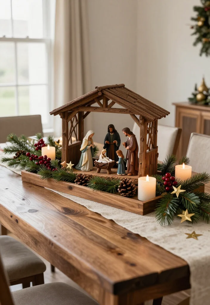 16 Stunning Nativity Set Display Ideas That'll Make Your Christmas Decor the Talk of the Season - 3. Turn the Dining Table into a Storybook Centerpiece 1