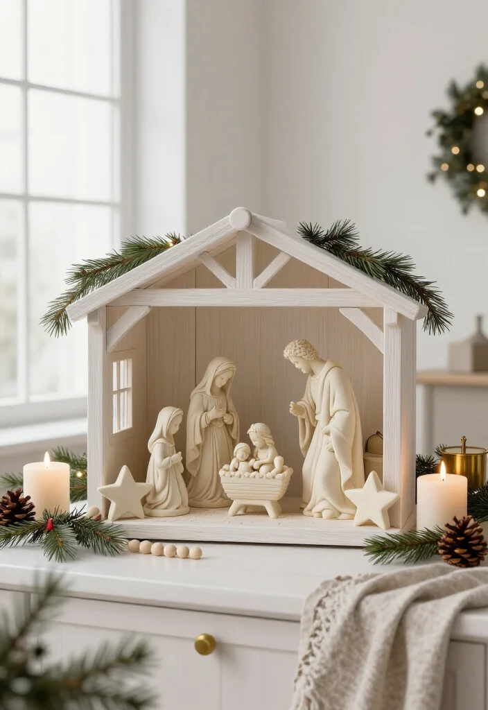 16 Stunning Nativity Set Display Ideas That'll Make Your Christmas Decor the Talk of the Season - 5. Use a Monochrome Ivory Nativity for Modern Calm 1