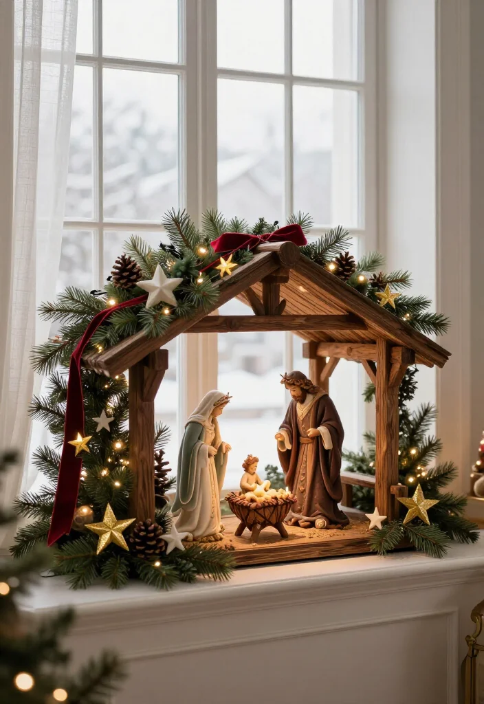 16 Stunning Nativity Set Display Ideas That'll Make Your Christmas Decor the Talk of the Season - 9. Give a Window Ledge Nativity Soft Natural Light 1