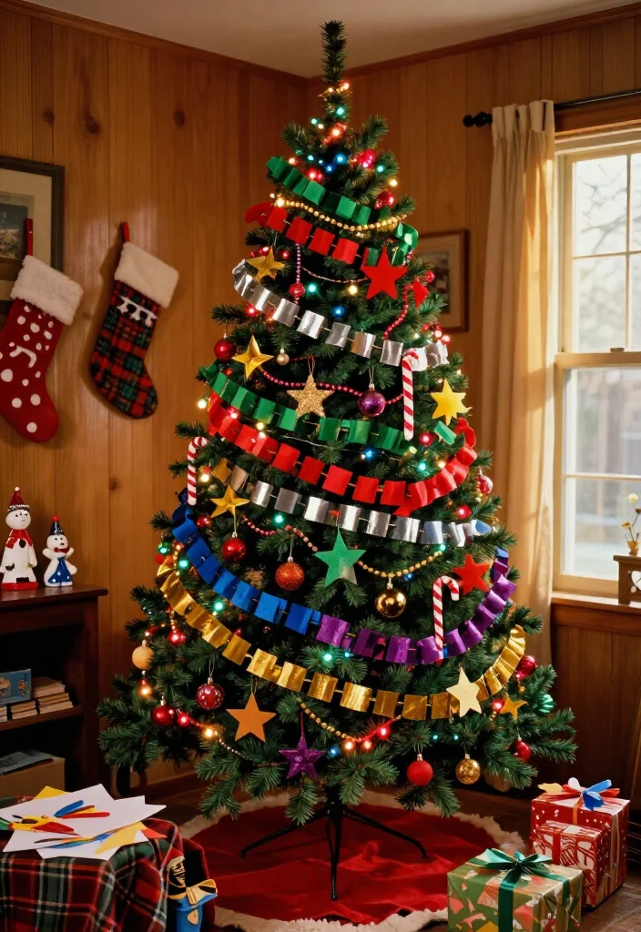 17 90s Christmas Tree Ideas That'll Bring Back the Best Holiday Memories (You Need to See #7!) 14 17 90s Christmas Tree Ideas That'll Bring Back the Best Holiday Memories (You Need to See #7!) - 3. Fill the Branches With Handmade Paper Chains 1
