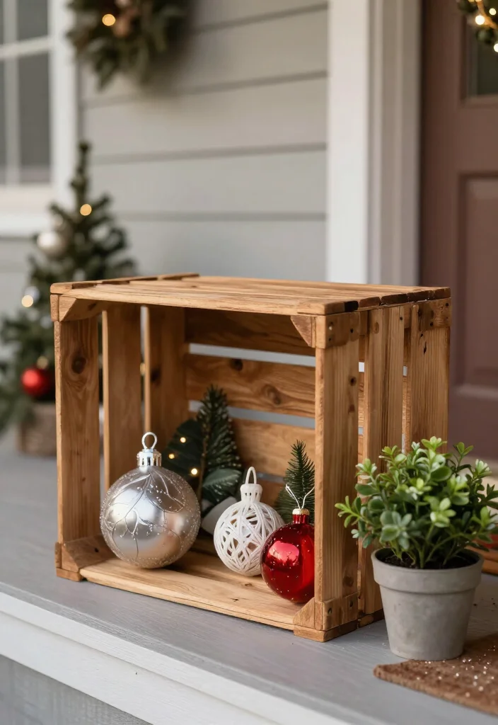 17 Affordable Christmas Porch Decor Under $50 That Will Dazzle Your Guests! 60 17 Affordable Christmas Porch Decor Under $50 That Will Dazzle Your Guests! - 15. Rustic Wooden Crates 1