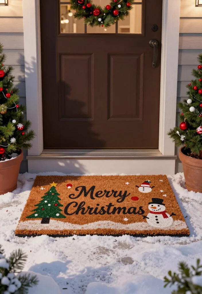 17 Affordable Christmas Porch Decor Under $50 That Will Dazzle Your Guests! 4 17 Affordable Christmas Porch Decor Under $50 That Will Dazzle Your Guests! - 3. Charming Holiday Doormats 1