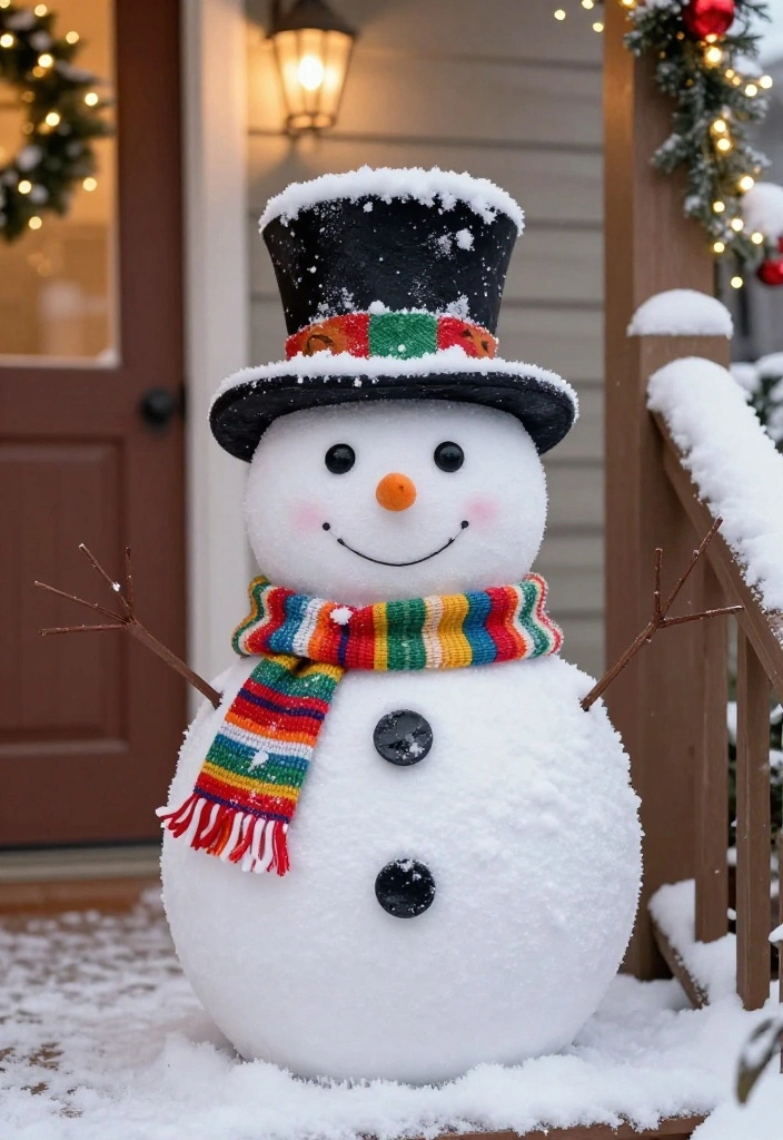 17 Affordable Christmas Porch Decor Under $50 That Will Dazzle Your Guests! 28 17 Affordable Christmas Porch Decor Under $50 That Will Dazzle Your Guests! - 7. Whimsical Snowman Decorations 1