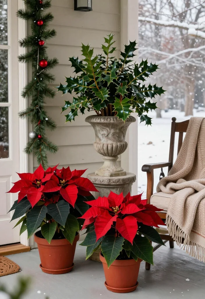 17 Affordable Christmas Porch Decor Under $50 That Will Dazzle Your Guests! 31 17 Affordable Christmas Porch Decor Under $50 That Will Dazzle Your Guests! - 8. Lively Potted Plants 1