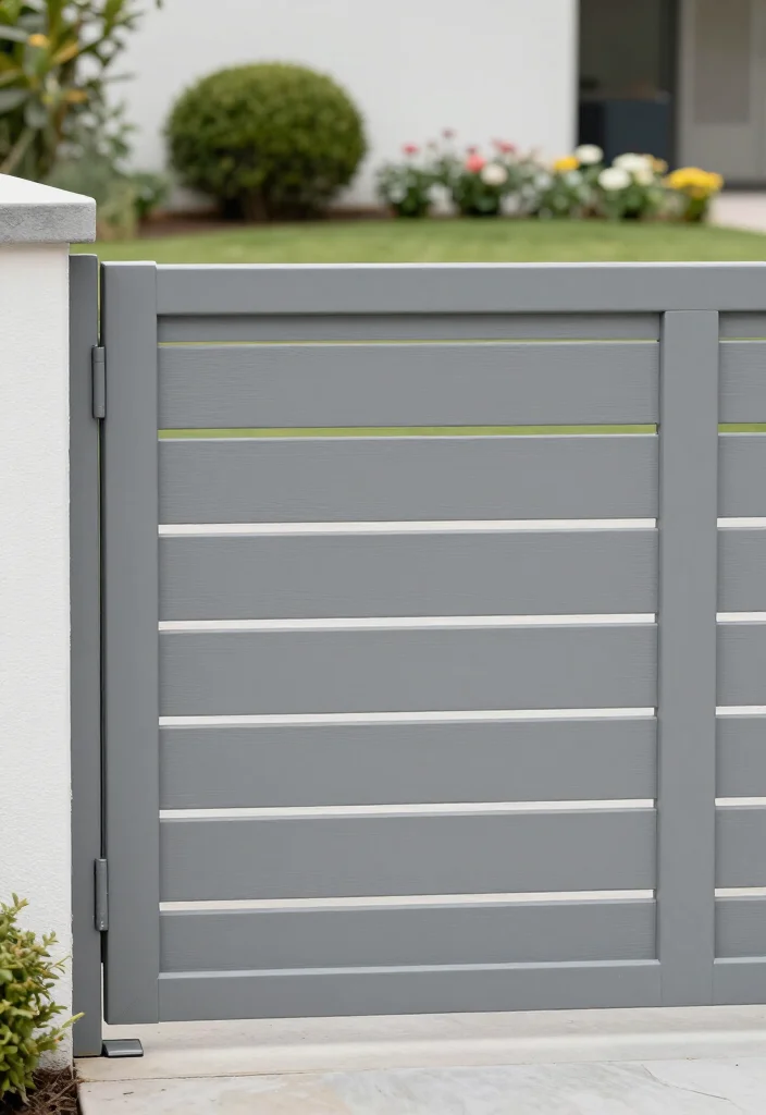 17 BEST Driveway Gate Ideas That Will Transform Your Curb Appeal (You Won't Believe #5!) - 10. Minimalist Board Fencing Gate 1
